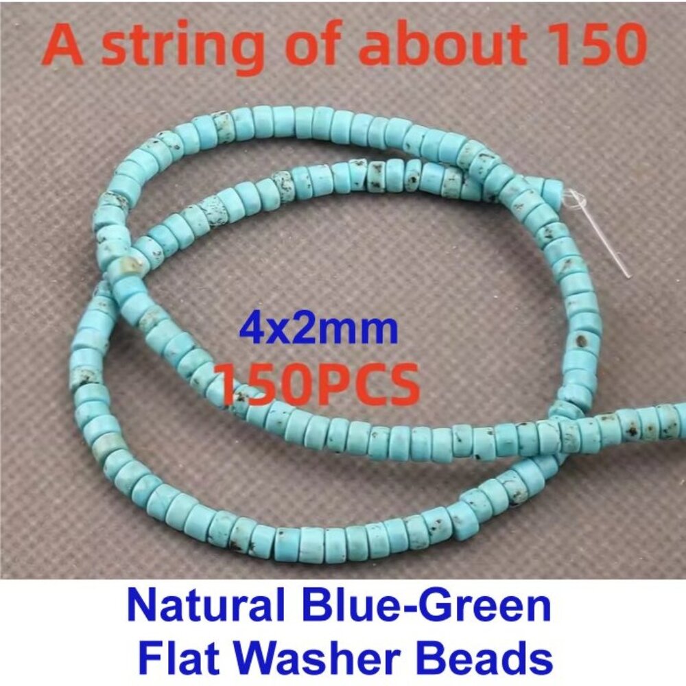 Natural Blue-Green Flat Washers  4x2mm Approx. 150 Beads